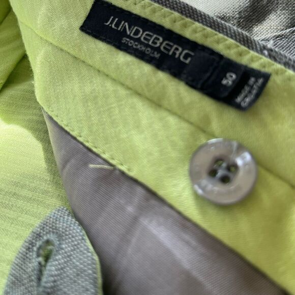 J. Lindeberg F/F Dress Pants in Subtle Gray/Lt Blue/Blk/Tan Plaid Like New Sz 50 - Picture 12 of 12